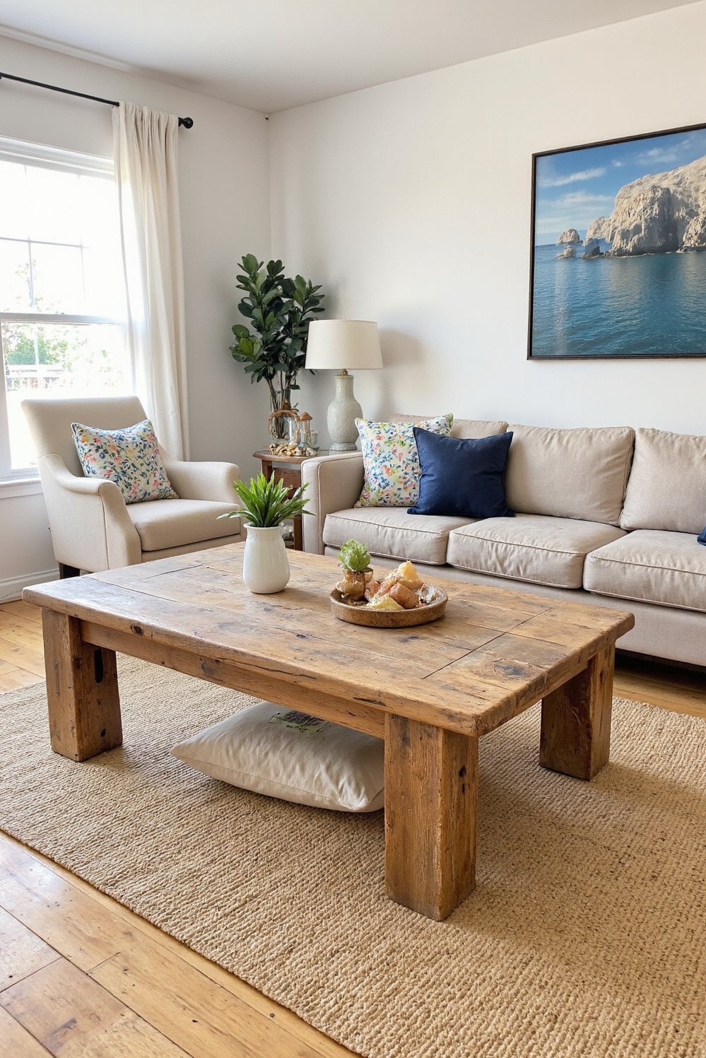 beachy living room ideas - Reclaimed Wood & Coastal Living Room Style - Coastal living room design: Reclaimed wood is the...