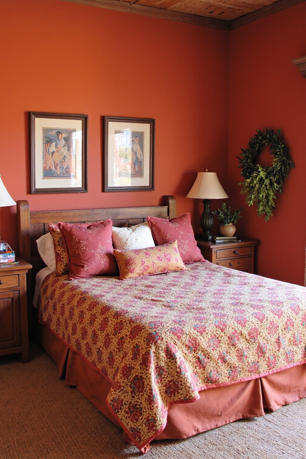 Cherry Bedroom Ideas - Red Southwestern Bedroom: Cherry Wood & Terracotta - Create a Southwestern-inspired cherry bedroom. I love the...