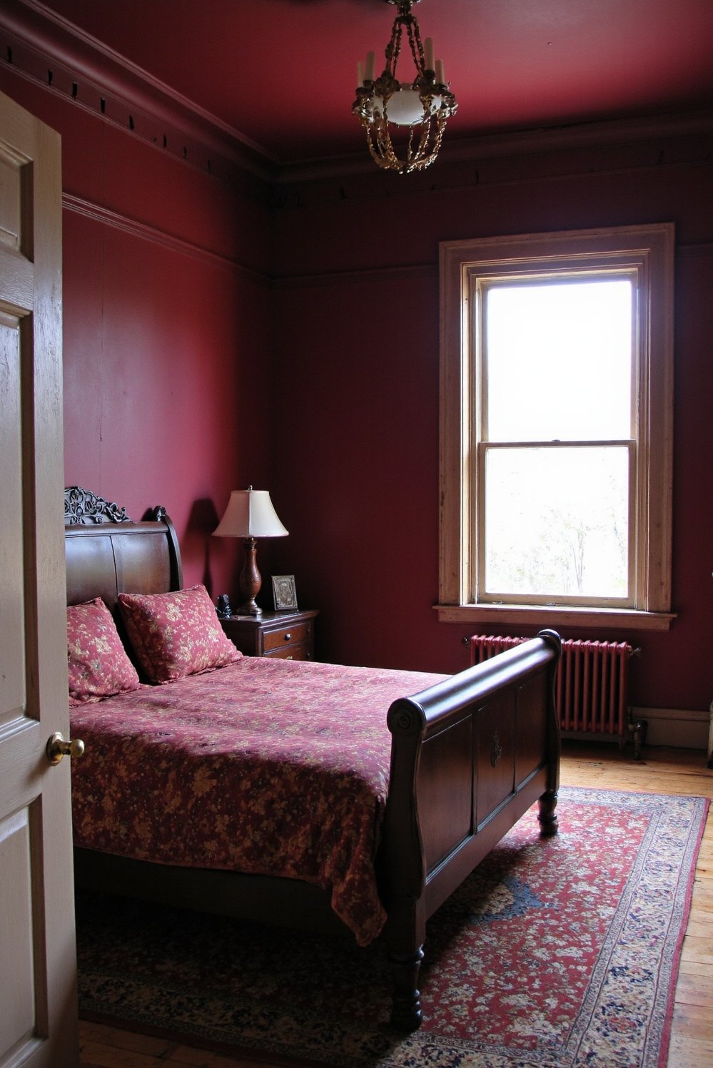 bedroom color combination ideas - Rich Burgundy Victorian Bedroom Design - Create a dramatic Victorian bedroom with deep burgundy...