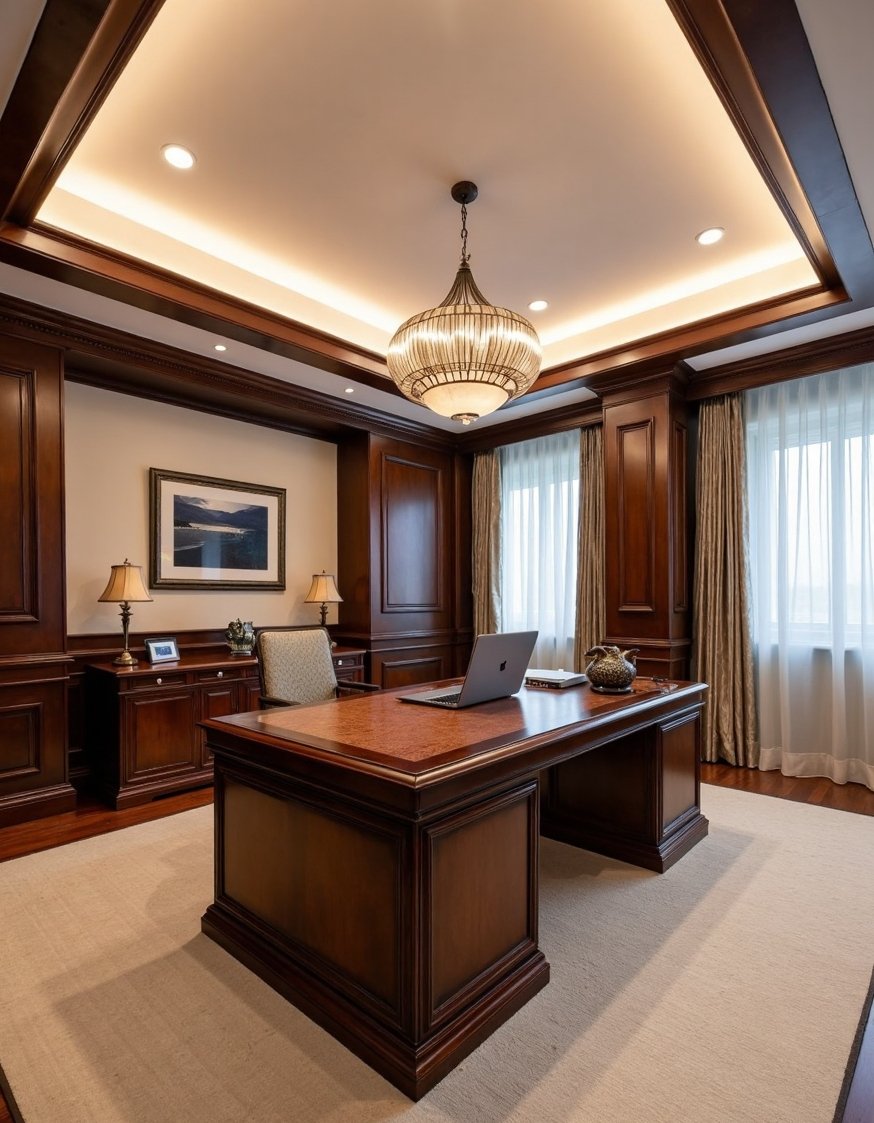 Luxury CEO Office Room - Classic & Modern CEO Office: Luxury Interior Design - Luxury CEO office design: classic meets modern. A...