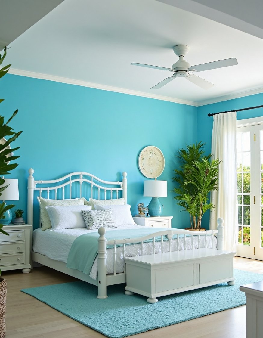 Blue and white girls bedroom - Tropical Blue and White Girls Bedroom - Blue and white girls bedroom: a tropical getaway!...