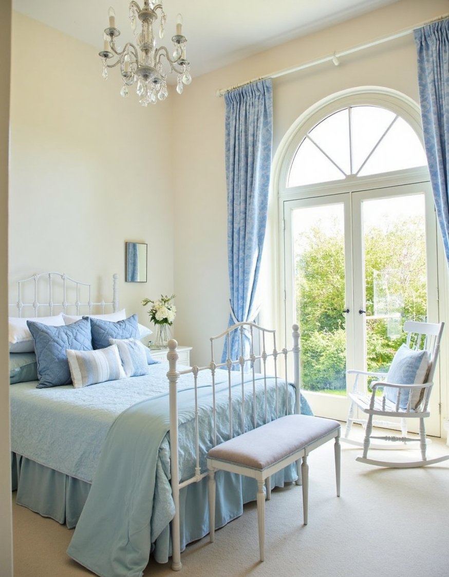 Blue and white girls bedroom - Charming Cottage-Style Blue & White Girls Room - This charming cottage-style bedroom is pure serenity. Soft...
