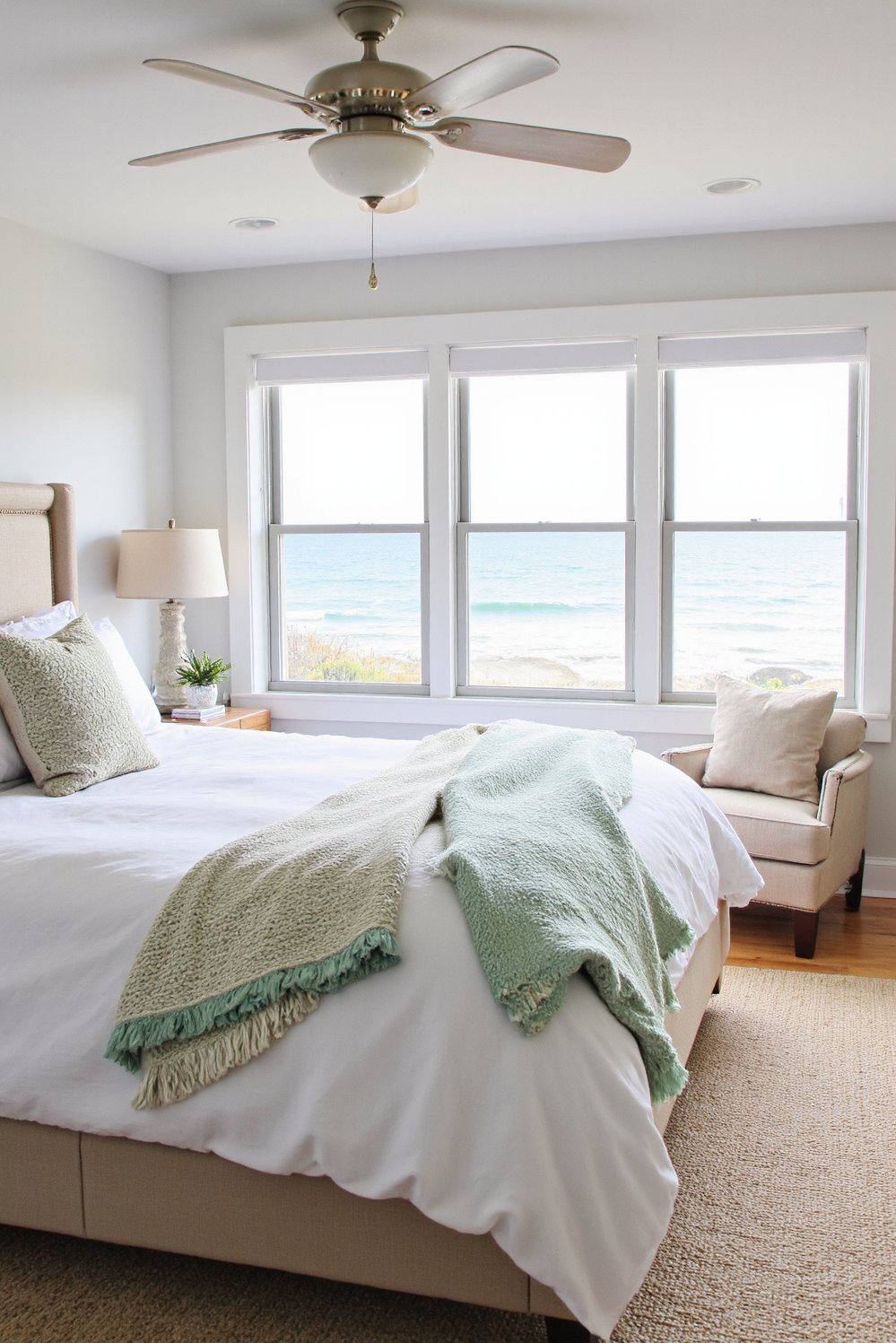 coastal cottage bedroom ideas - Bright & Airy Modern Coastal Bedroom with Ocean Views - This modern coastal bedroom is bright and airy....