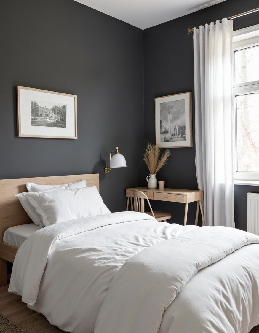 Charcoal Bedroom Ideas - Moody Charcoal Gray Bedroom: Scandinavian Design - Dark gray bedroom ideas meet Scandinavian style. I...