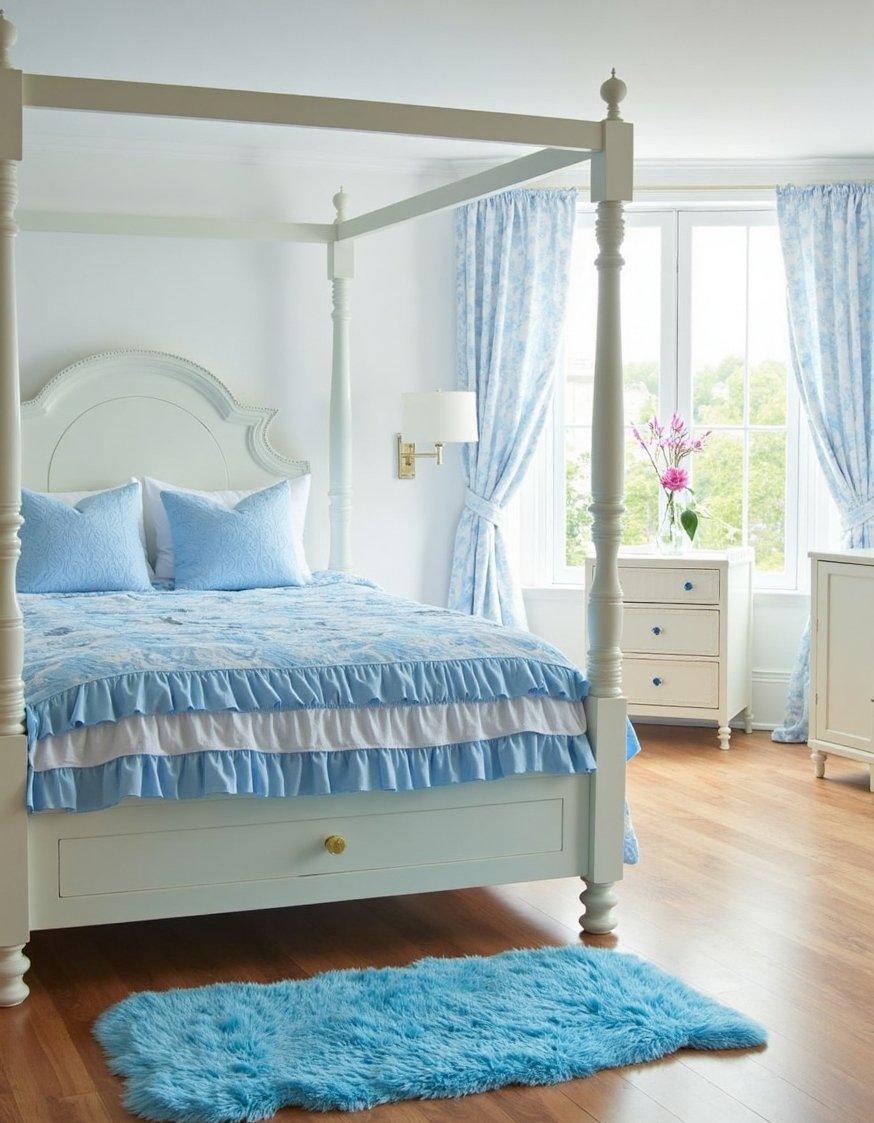 Blue and white girls bedroom - Baby Blue & White Girls Bedroom Retreat - Sweet dreams are made of this! My daughter's...