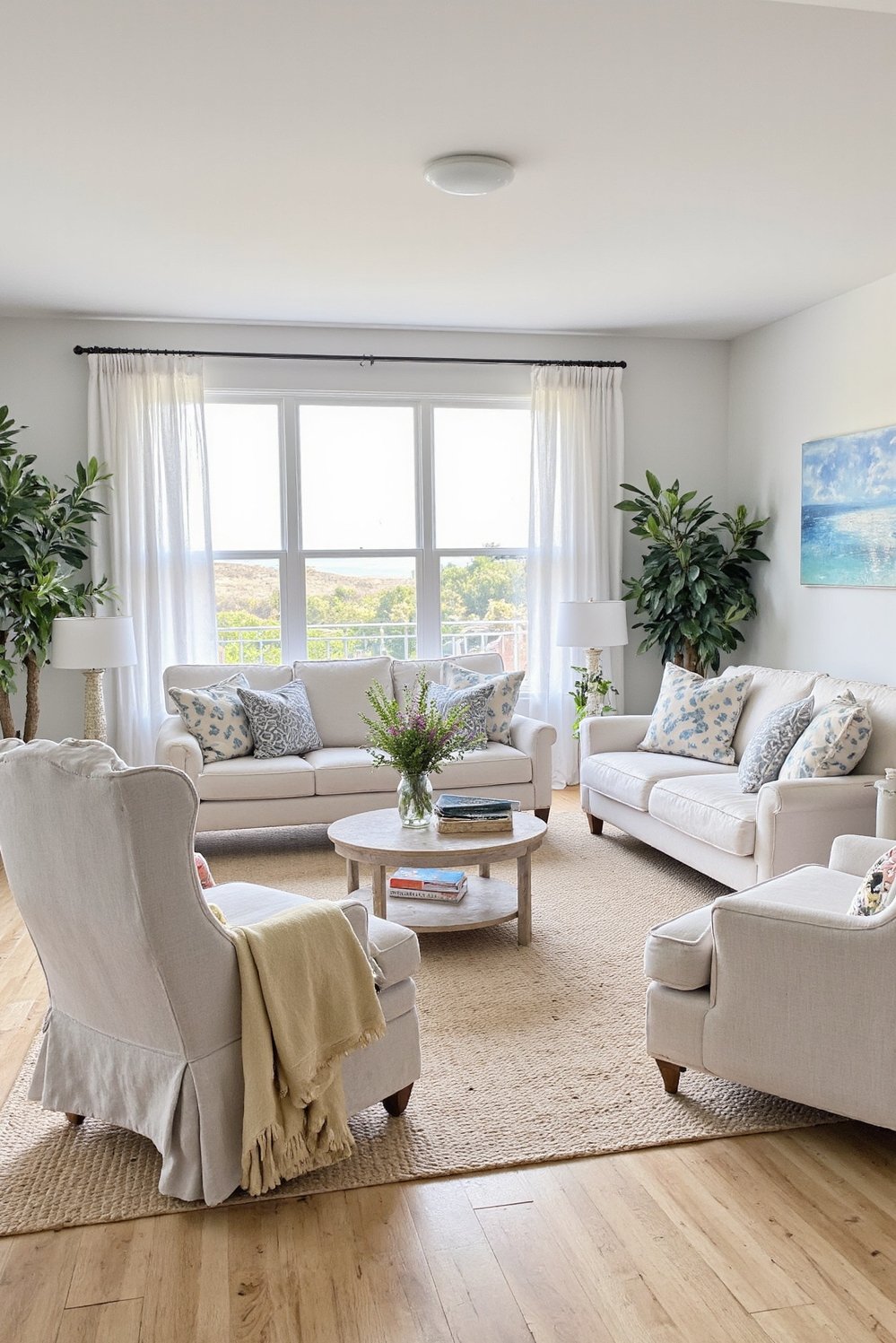 beachy living room ideas - Coastal Chic Living Room: Luxury & Light Wood - Beach living room design: Sophisticated coastal style meets...