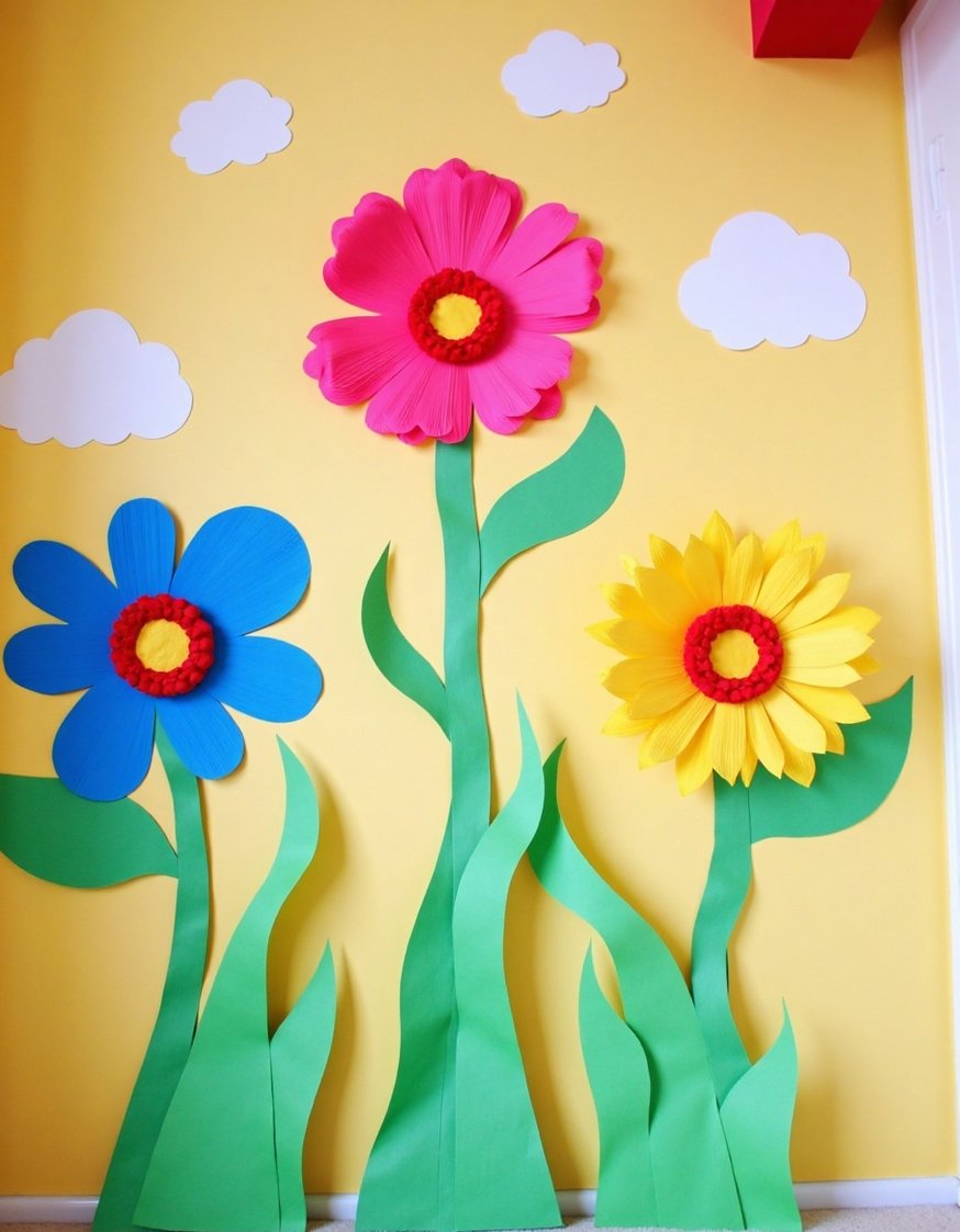 flower wall art ideas - Whimsical Paper Flower Wall Art for Kids' Rooms - Create a cheerful paper flower wall in your...
