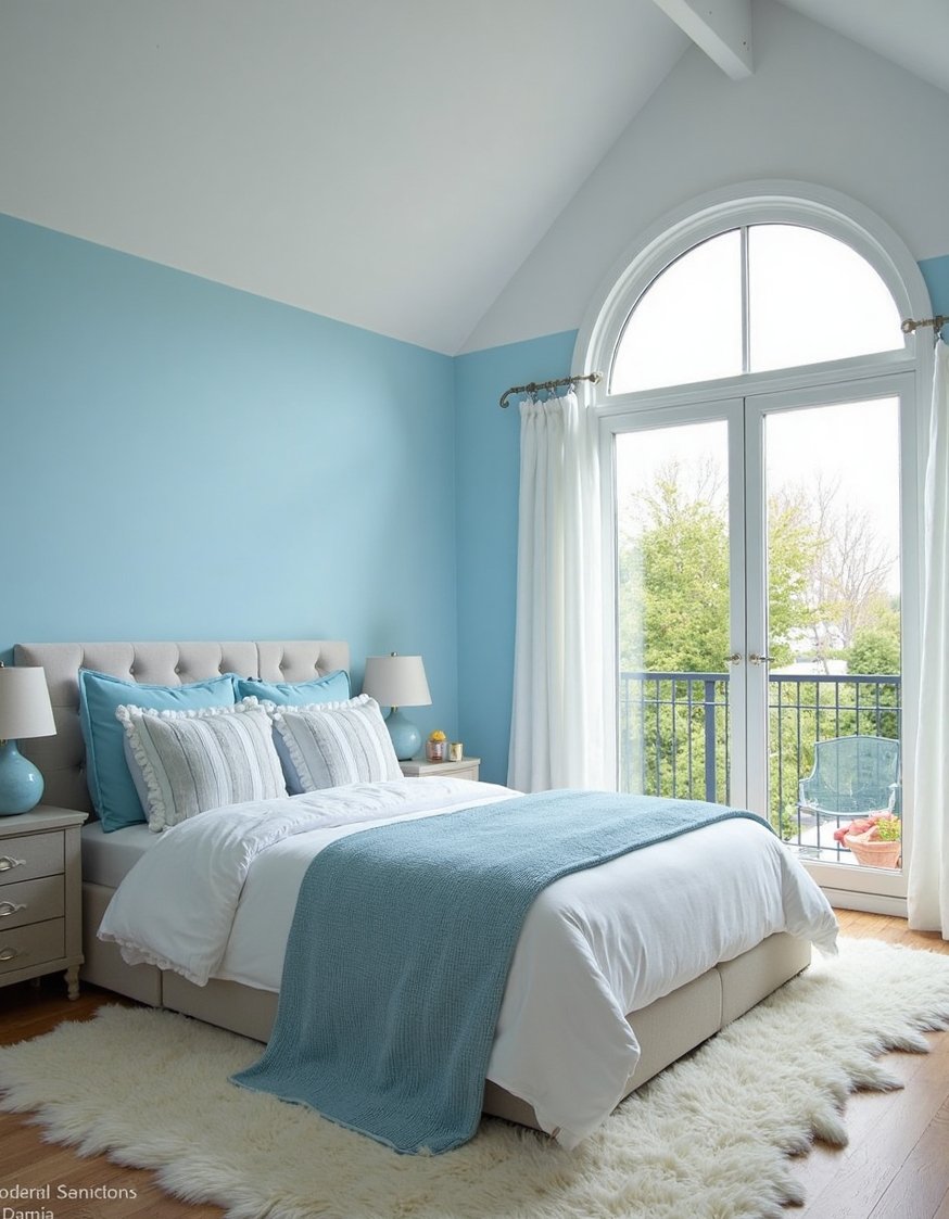 Blue and white girls bedroom - Cozy Blue & White Girls Bedroom Retreat - Cozy blue and white girls bedroom. Soft blue...