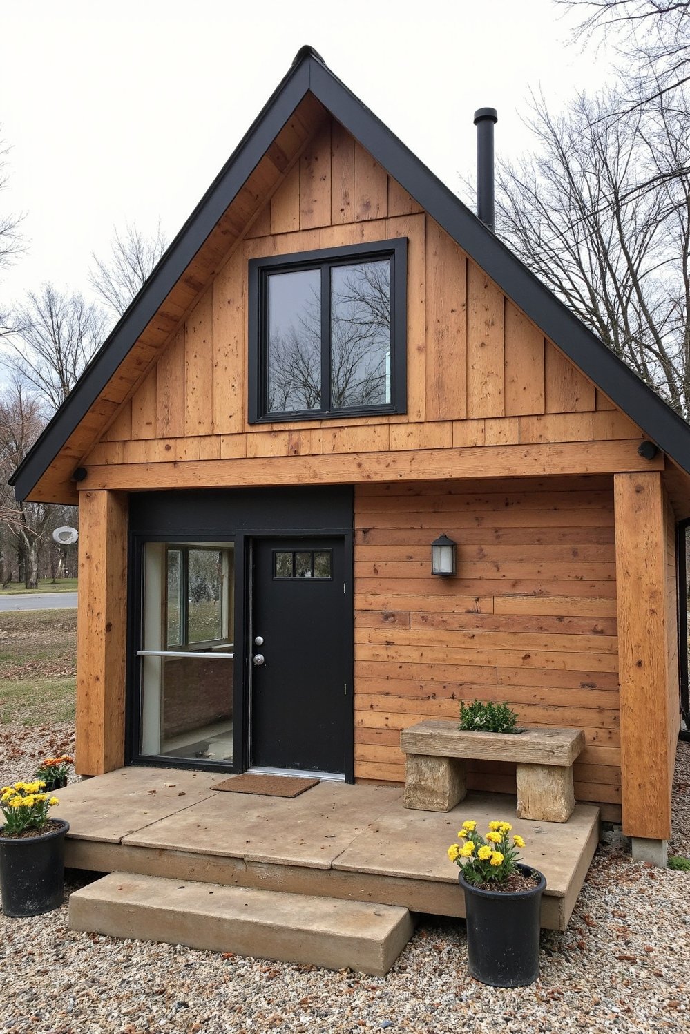 Modern house exteriors - Rustic-Modern Ranch House Exterior: Wood & Metal - Rustic modern home exterior: steep roof, natural wood,...