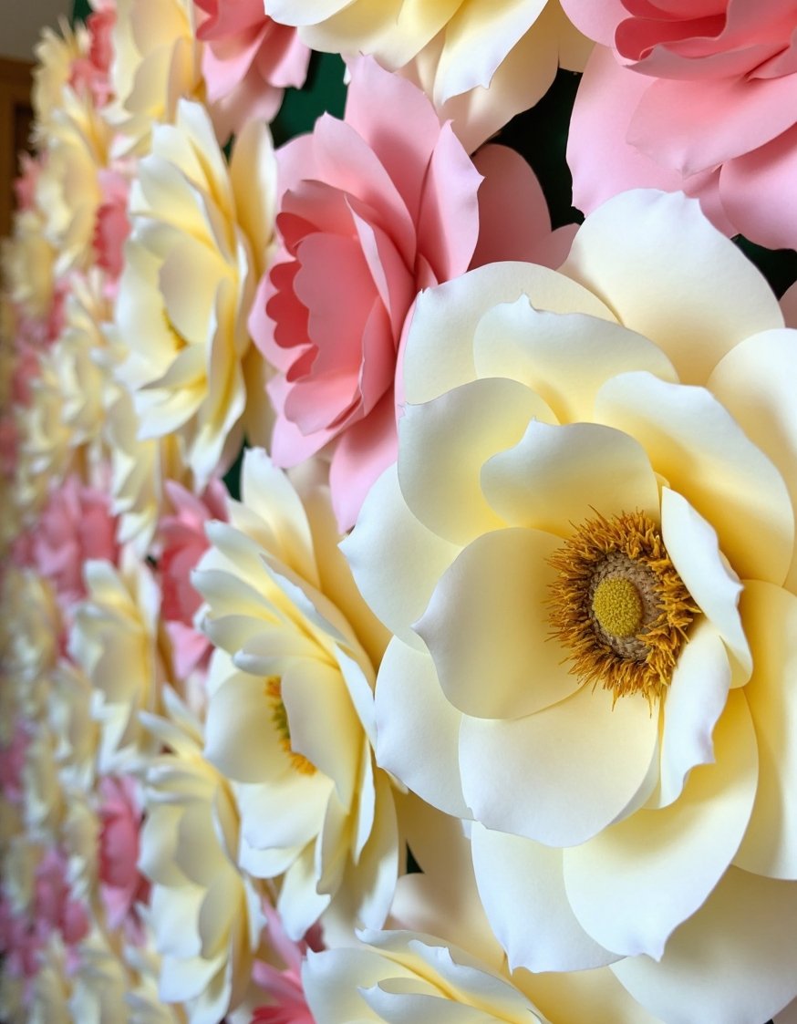 flower wall art ideas - Intricate Paper Flower Wedding Backdrop Ideas - This paper flower wedding backdrop is incredibly detailed....