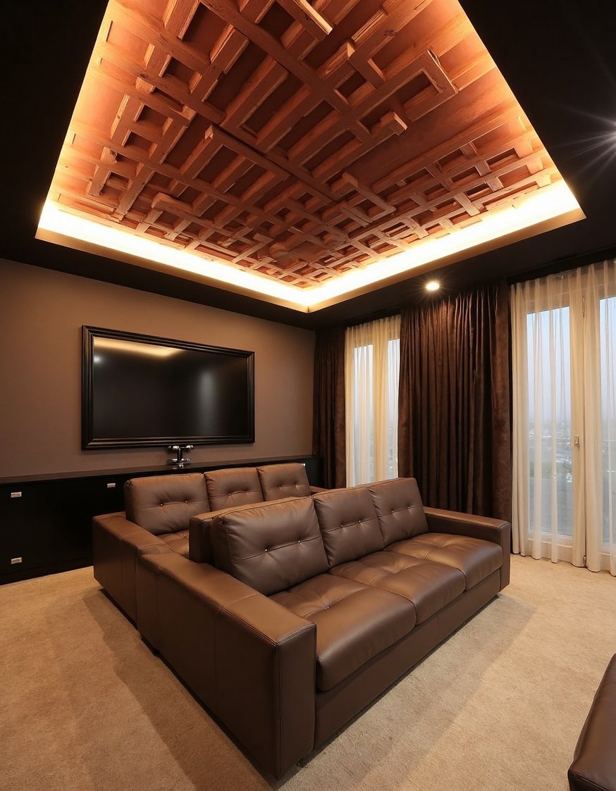 Innovative contemporary ceiling design - Dramatic Acoustic Panel False Ceiling Design - Home theater ceiling ideas: This dropped ceiling with...