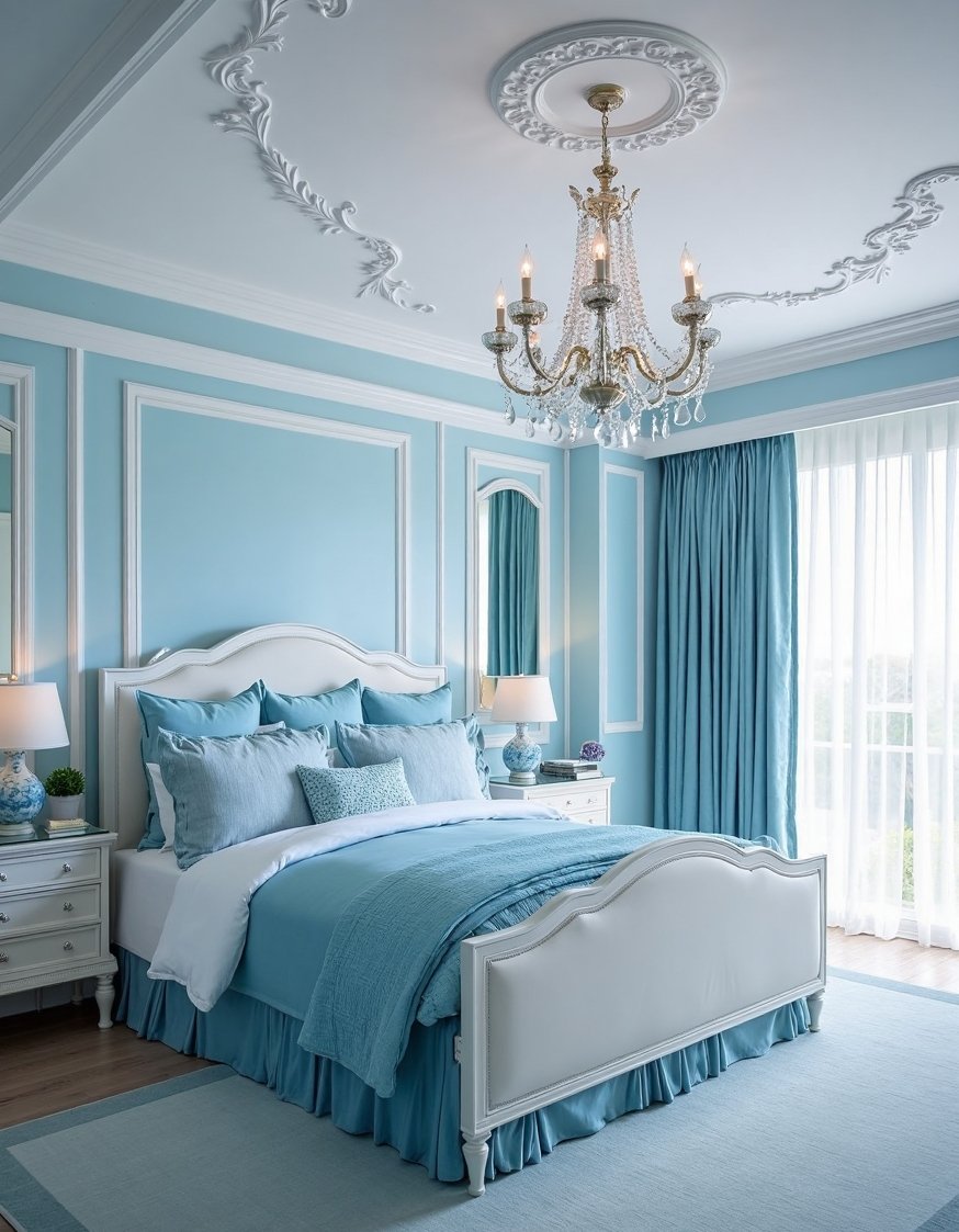 Blue and white girls bedroom - Blue & White Glamorous Girls Bedroom - Blue and white girls bedroom: A dreamy space!...