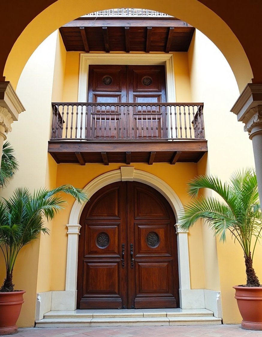 luxury houses entrance - Grand Casas Coloniales Entrance: Ornate Door & Courtyard - Luxury colonial home entrance. A massive, ornate wooden...
