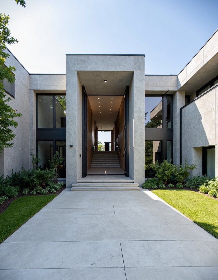 luxury houses entrance - Grand Modern Entrance: Luxury House & Staircase Design - Luxury modern home entrance. A sweeping driveway leads...