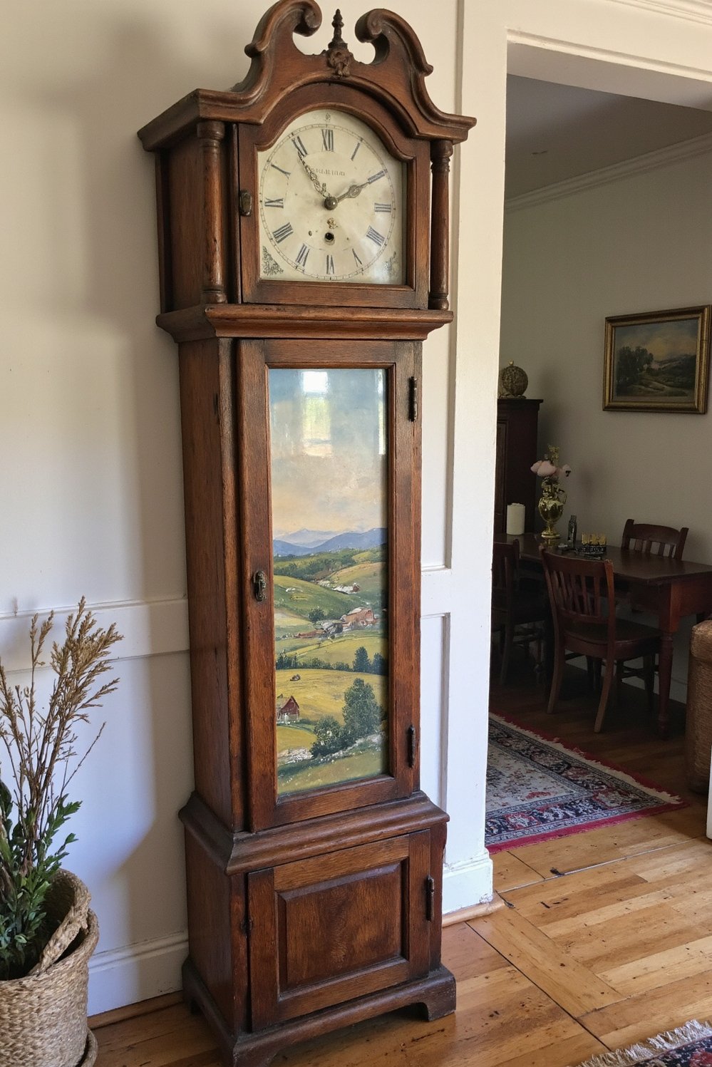 grandfather clock examples - Country-Style Grandmother Clock: Pastoral Landscape - This charming grandmother clock features a pastoral scene...