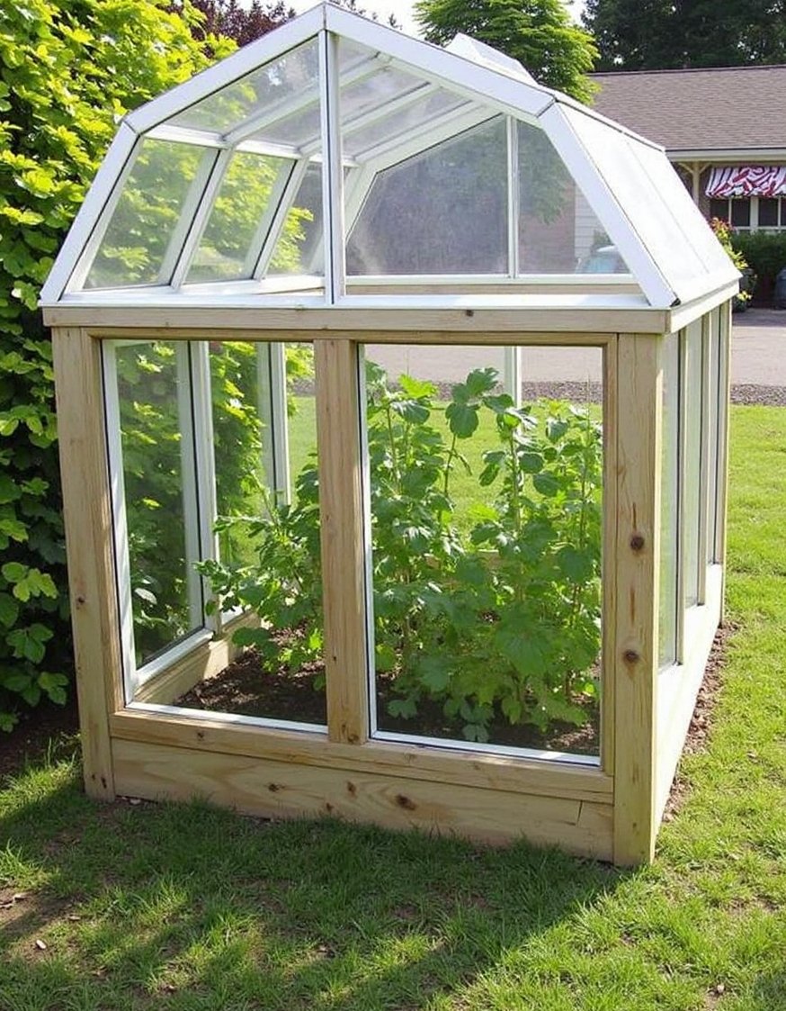 home greenhouse ideas - DIY Backyard Greenhouse: Repurposed Windows & Wood - Build your own home greenhouse! This DIY project...