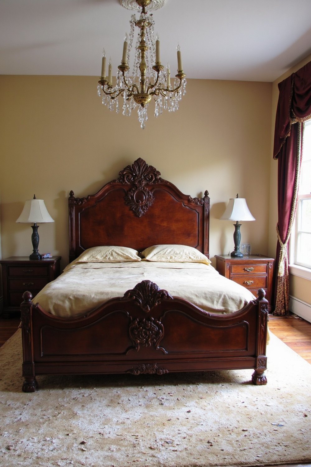 Cherry Bedroom Ideas - Luxurious Cherry Wood Bedroom with Gold Accents - Luxury cherry bedroom ideas abound! This opulent space...