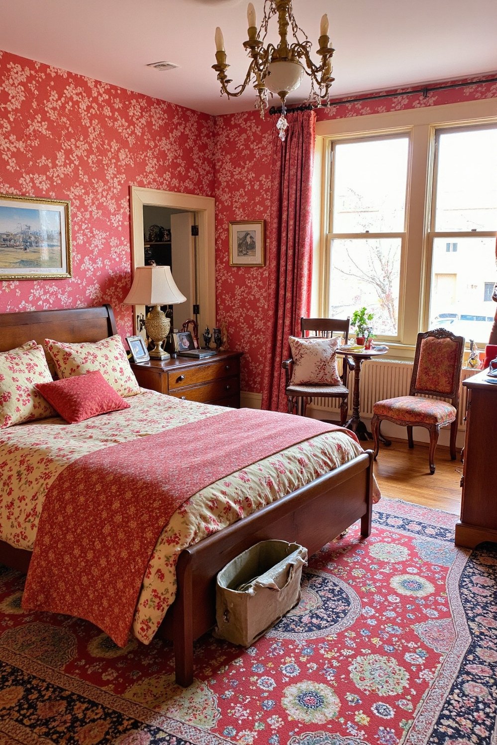 Cherry Bedroom Ideas - Maximalist Cherry Bedroom: Rich Textures & Patterns - Create a cherry blossom bedroom haven! I love...