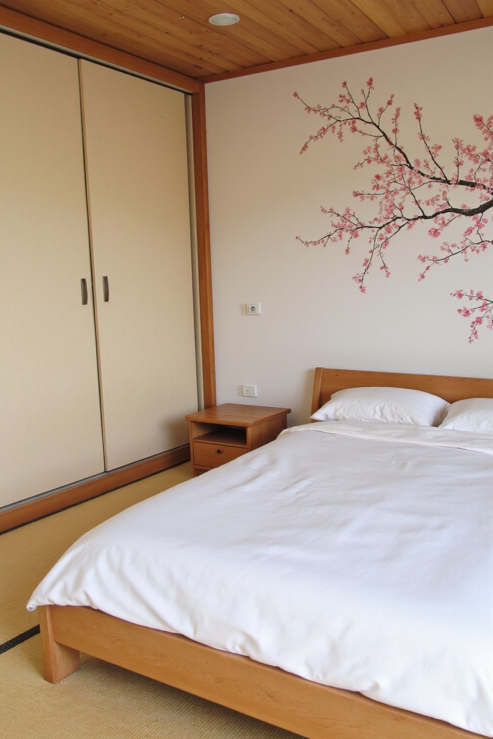 Cherry Bedroom Ideas - Serene Cherry Blossom Bedroom with Light Cherry Wood - Create a serene Japanese-inspired cherry blossom bedroom. Imagine...