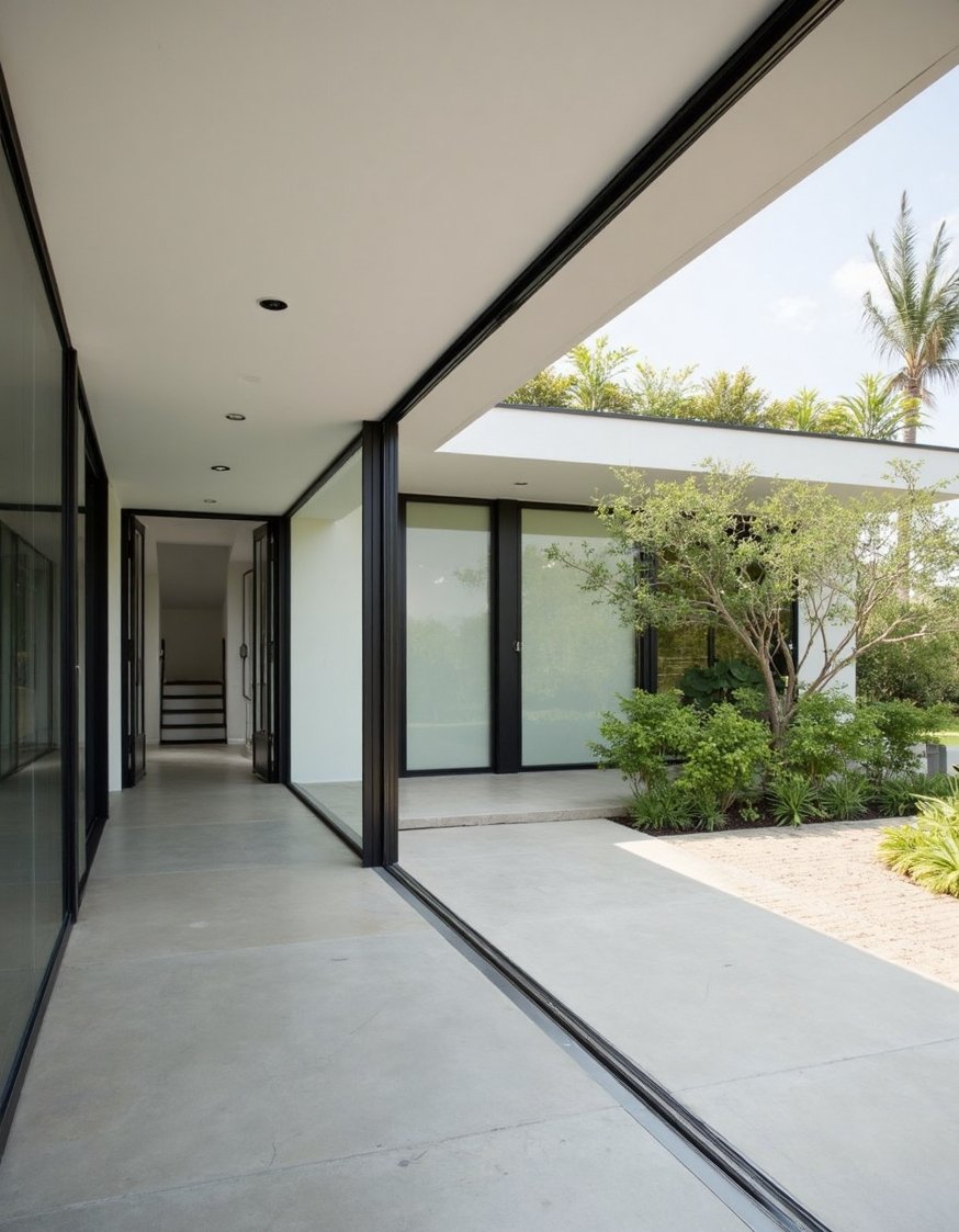 luxury houses entrance - Modern Villa Entrance: Minimalist Design & Glass Facade - Modern minimalist house entrance. Clean lines and subtle...