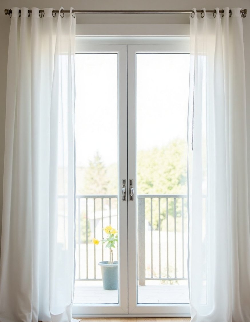 Curtains for Sliding Glass Doors - Sheer White Curtains: Modern Sliding Glass Door Treatments - Crisp white, minimalist curtains for your sliding glass...