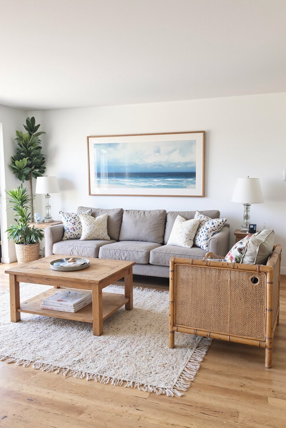 beachy living room ideas - Eco-Friendly Coastal Living Room with Bamboo - Eco-friendly beach living room: This design uses sustainable...
