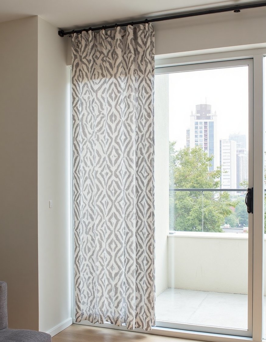 Curtains for Sliding Glass Doors - Sleek Grey Geometric Curtains: Modern Sliding Glass Door Treatments - Modern grey and beige geometric curtains: perfect for...