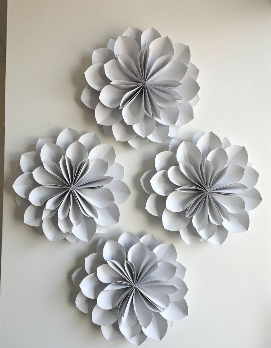 flower wall art ideas - Grey & White Paper Flower Wall Art - Create a stunning floral wall display using simple...