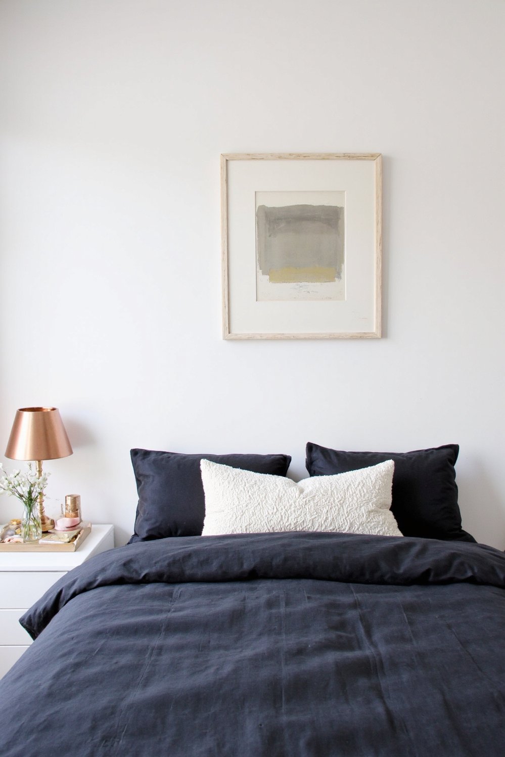 bedroom color combination ideas - Monochrome Grey & White Bedroom Color Palette - This modern bedroom is chic and sophisticated. Stark...