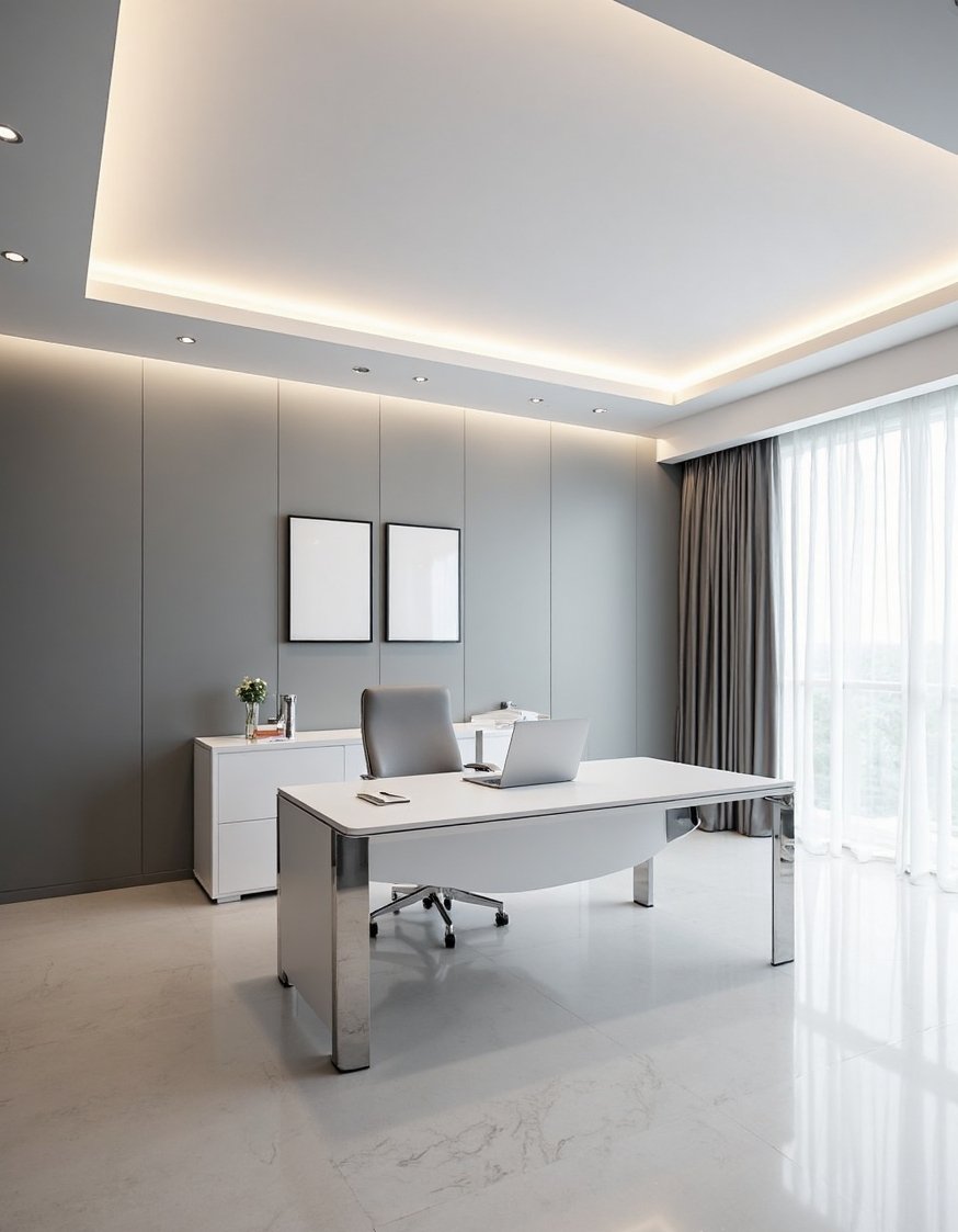 Luxury CEO Office Room - Modern CEO Office: Sleek, Neutral Design - This modern CEO office is all about clean...