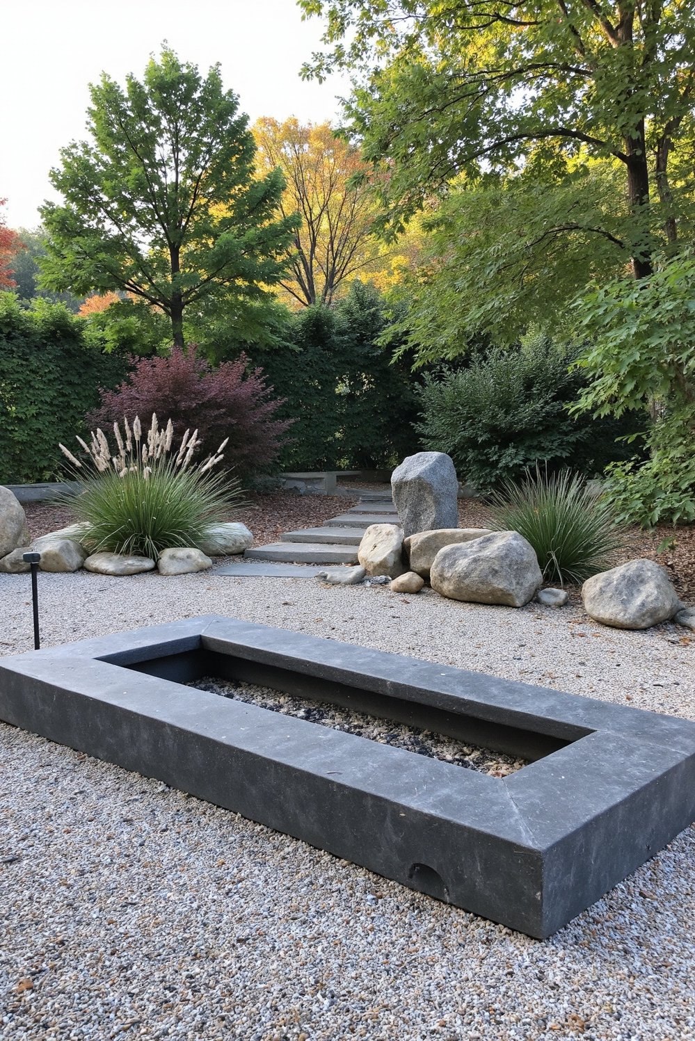 Fire pit patio ideas - Zen Garden Fire Pit: Serene Backyard Oasis - Create a peaceful backyard oasis with this Asian-inspired...