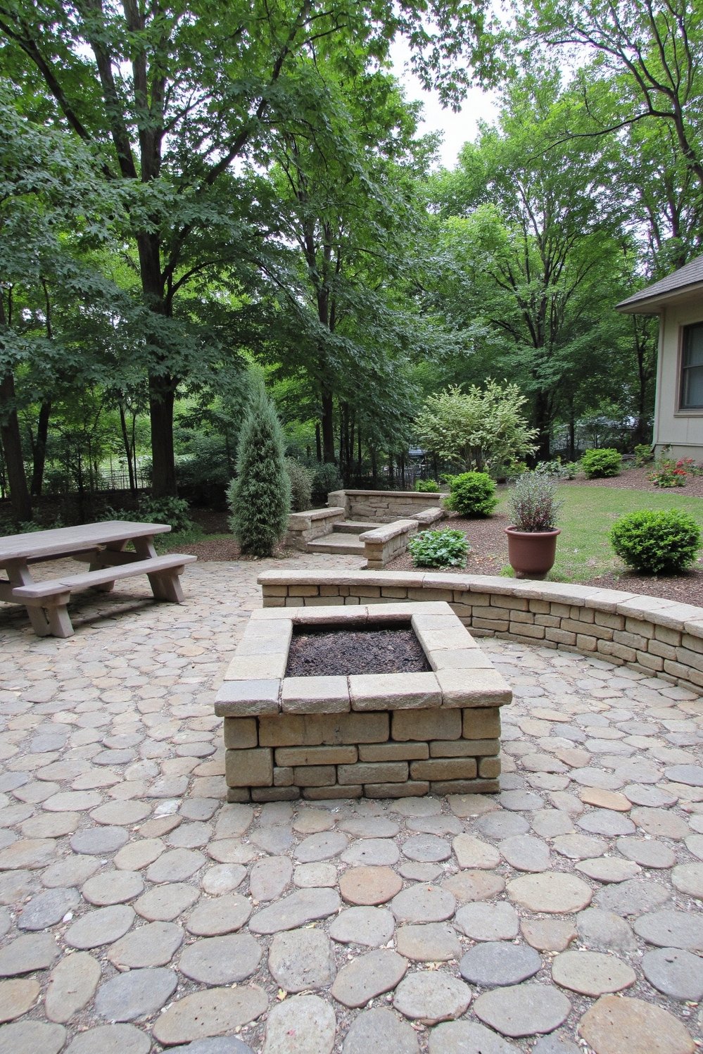 Fire pit patio ideas - Family-Friendly Paver Fire Pit with Seating Area - This large, rectangular fire pit is perfect for...