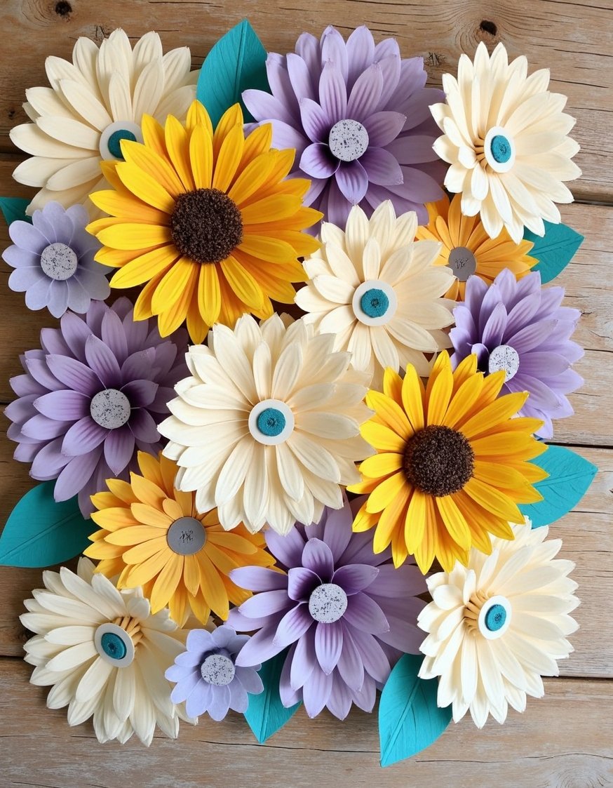 flower wall art ideas - Rustic Paper Flower Wedding Backdrop: Sunflowers & Lavender - Rustic paper flower backdrop ideas for your wedding!...