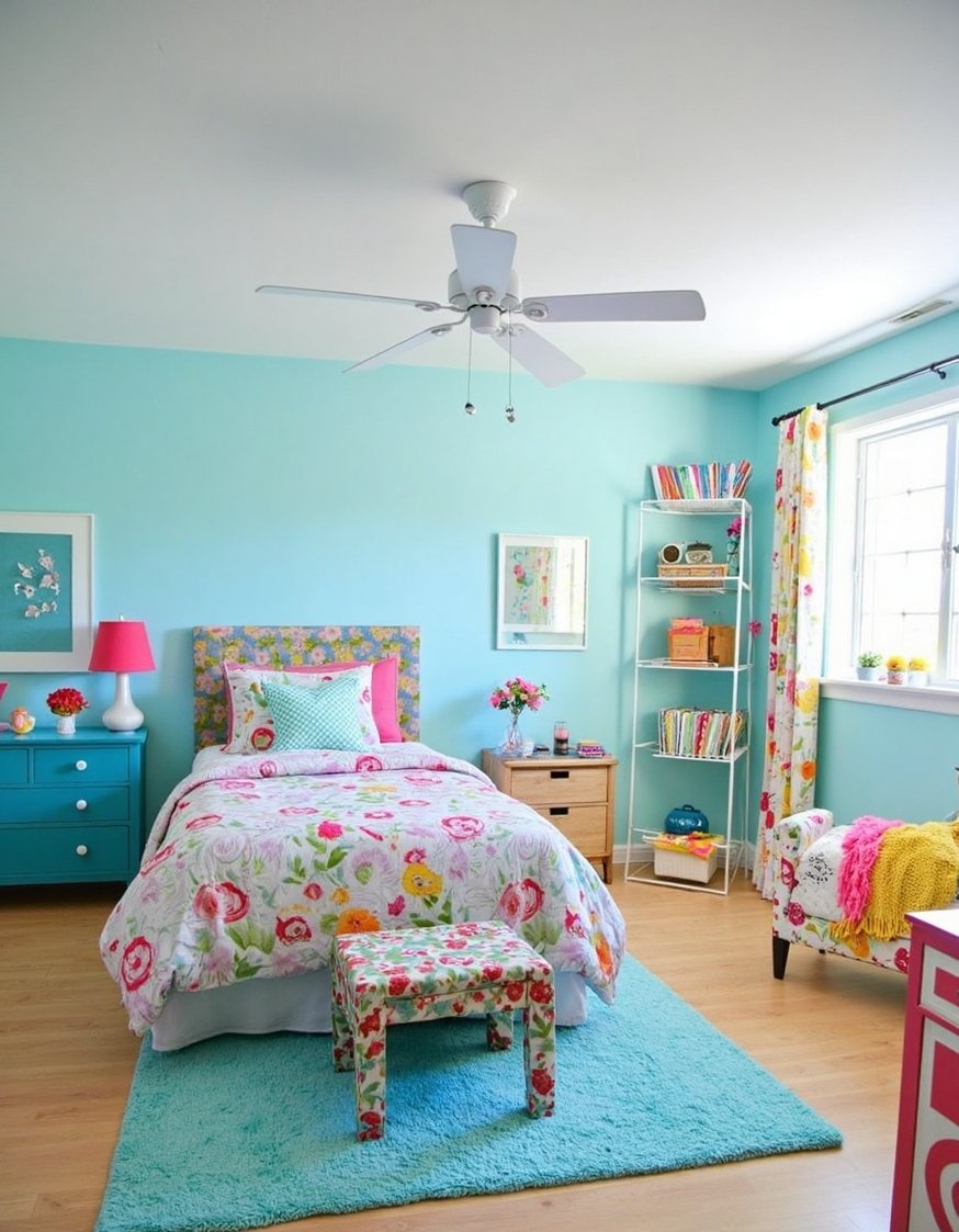 Blue and white girls bedroom - Playful Blue and White Preteen Girls Bedroom - Blue and white girls bedroom: Sweet dreams are...
