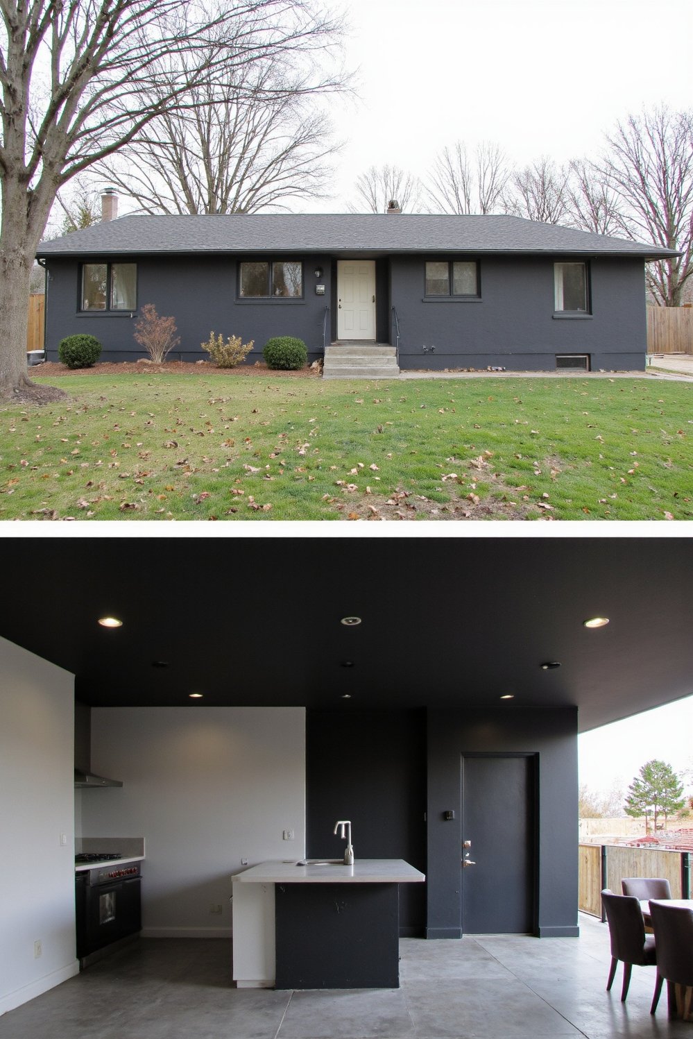 Modern house exteriors - Modern Ranch Remodel: Minimalist Exterior, Dark Interiors - This remodeled ranch house is a stunning example...