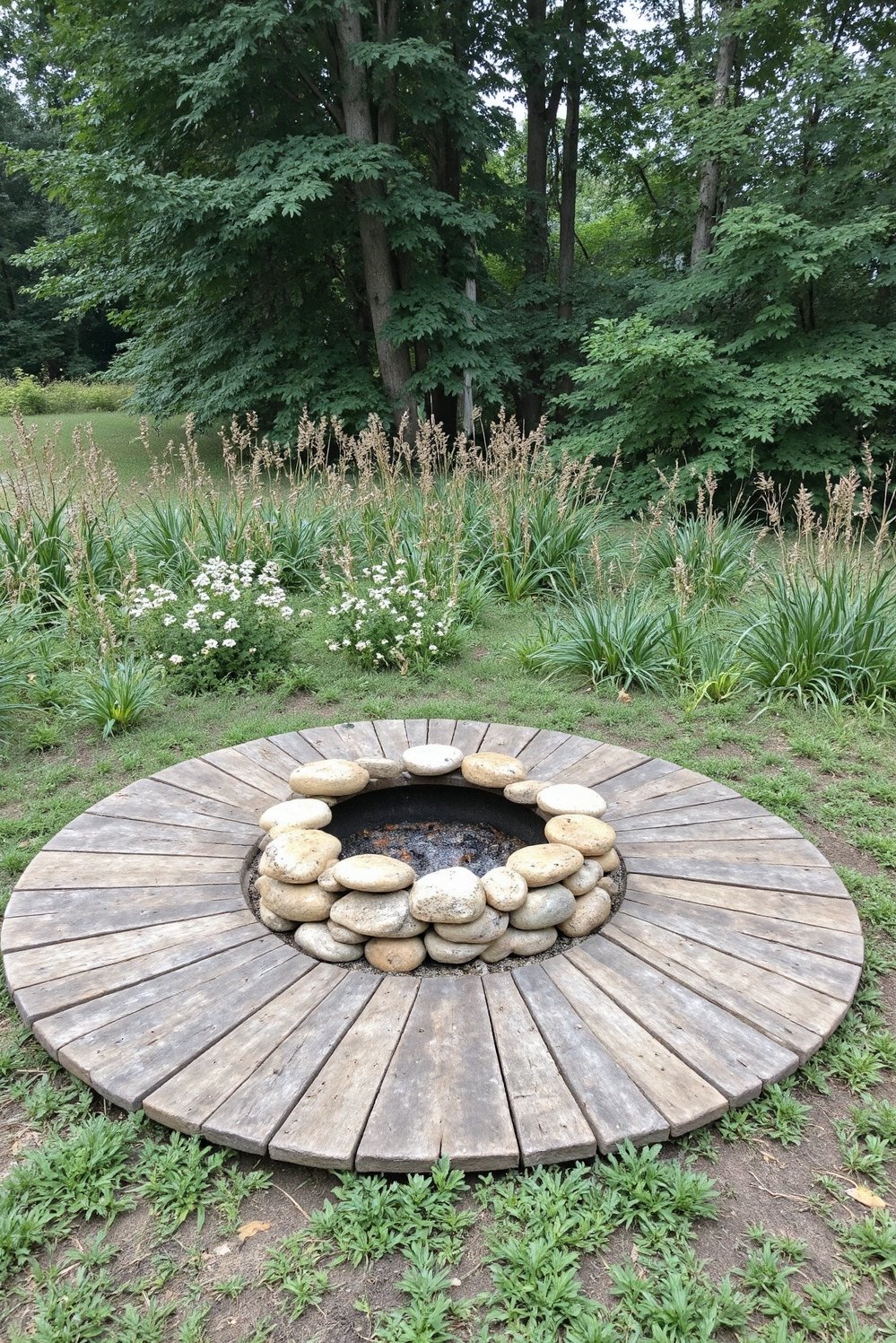 Fire pit patio ideas - Rustic DIY Round Fire Pit & Backyard Lounge Area - Create a rustic, DIY fire pit in your...