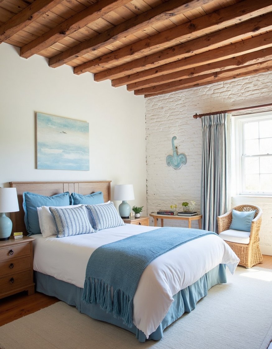 Blue and white girls bedroom - Rustic White & Blue Girls' Bedroom Design - Rustic charm meets sweet dreams in this blue...