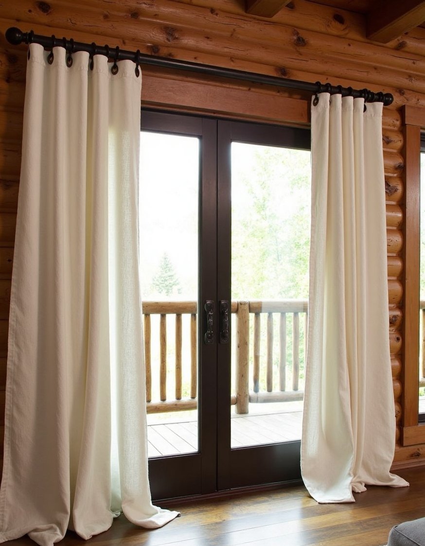 Curtains for Sliding Glass Doors - Natural Linen Curtains: Rustic Sliding Glass Door Treatments - Rustic linen curtains in a warm beige create...