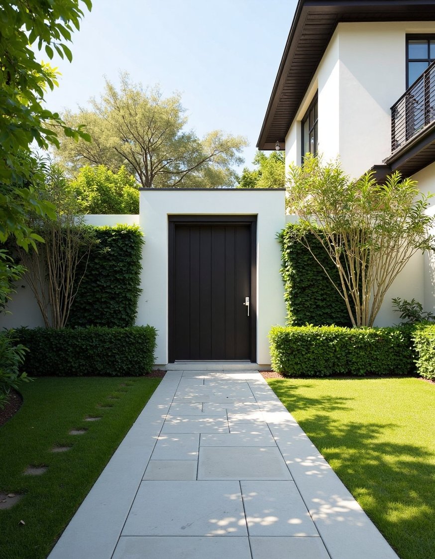 luxury houses entrance - Secluded Modern Villa Entrance: Private & Luxurious - Luxury modern villa entrance. Secluded and private, it's...