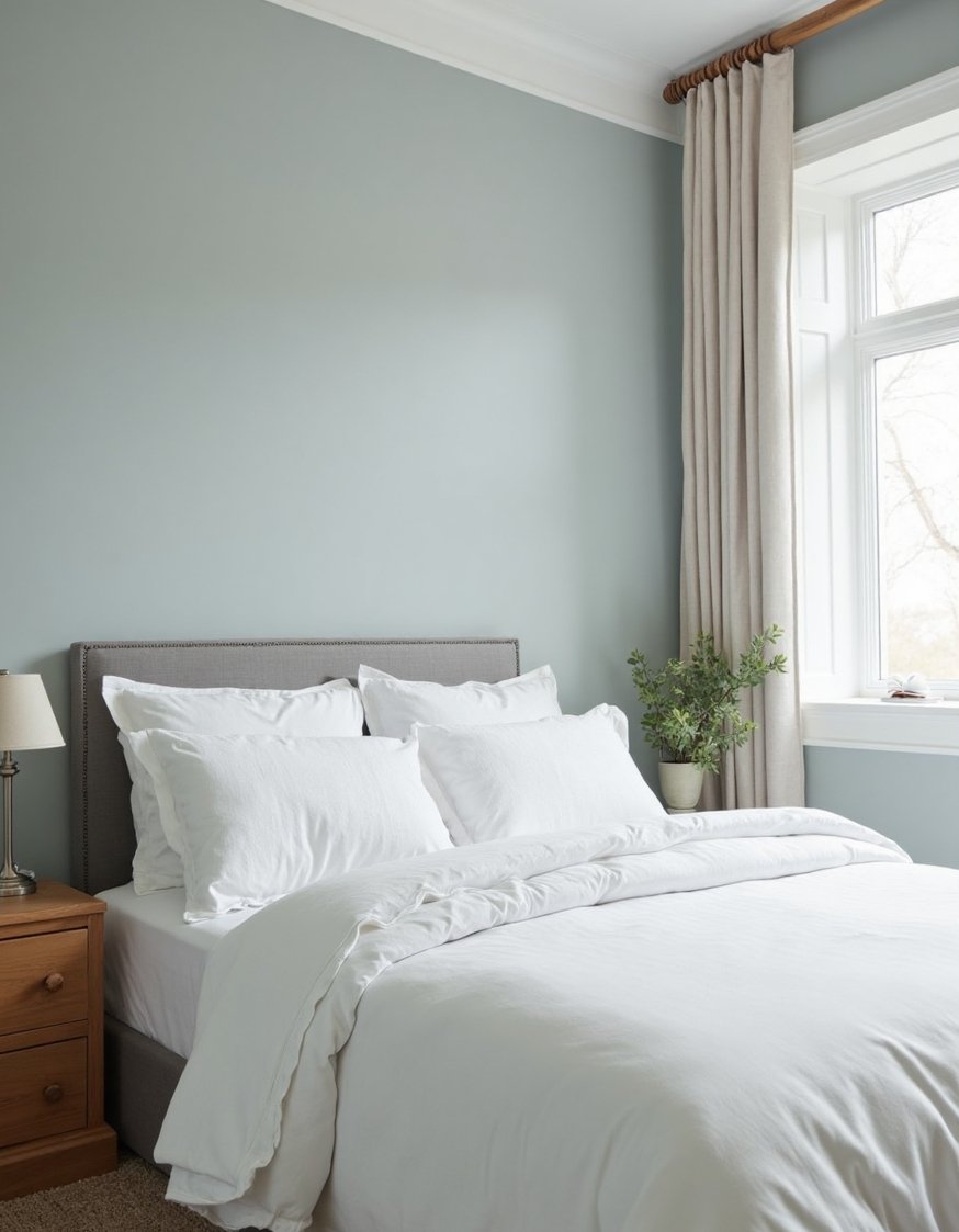 best bedroom color combination ideas - Serene Grey-Blue Bedroom: Calming Color Palette - Create a relaxing bedroom with a soft grey-blue....