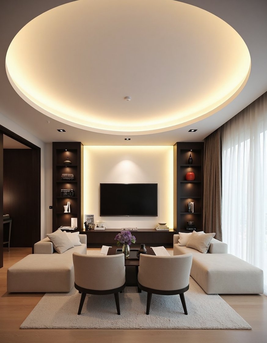Innovative contemporary ceiling design - Cove Lighting: Modern Ceiling Design with Ambient Glow - Modern cove lighting: a sophisticated ceiling design detail....