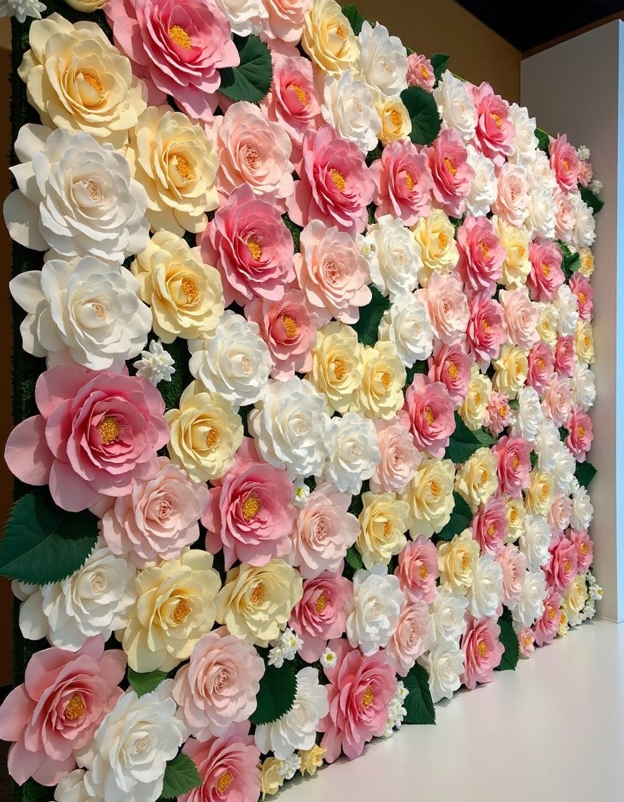 flower wall art ideas - Elegant Paper Flower Wall: Wedding Backdrop Ideas - Elegant paper flowers create a stunning wall installation....