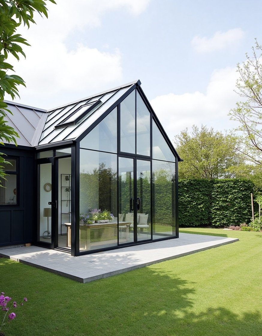 home greenhouse ideas - Sleek Outdoor Greenhouse: Modern Home Greenhouse Ideas - Sleek, modern greenhouse: perfect for minimalist homes. I...
