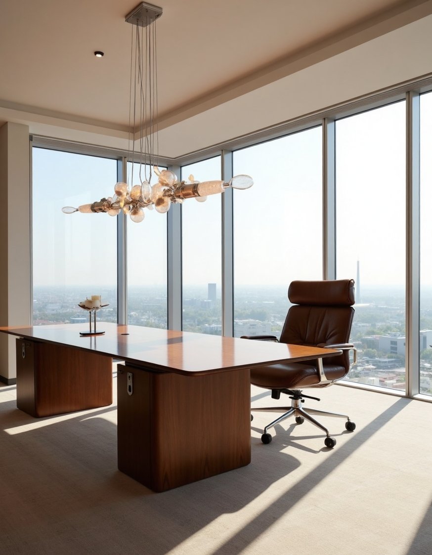 Luxury CEO Office Room - Modern CEO Office: Luxury & Minimalist Design - Luxurious CEO office with stunning city views. Natural...
