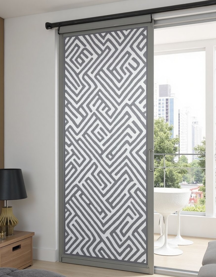 Curtains for Sliding Glass Doors - Grey & White Wave Curtains for Sliding Glass Doors - Contemporary curtains for sliding glass doors. These grey...