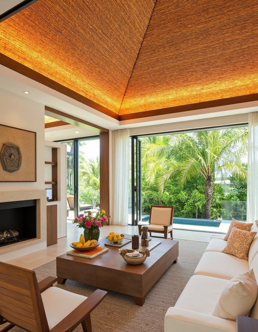 Innovative contemporary ceiling design - Woven Bamboo: Unique Contemporary Ceiling Design - Modern ceiling design using woven bamboo. I love...