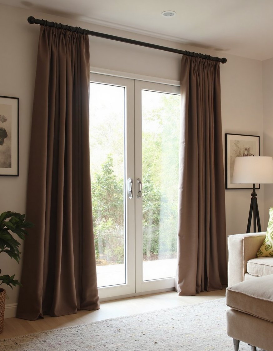 Curtains for Sliding Glass Doors - Insulating Dark Brown Curtains for Sliding Glass Doors - Thermal curtains for sliding glass doors: Block out...