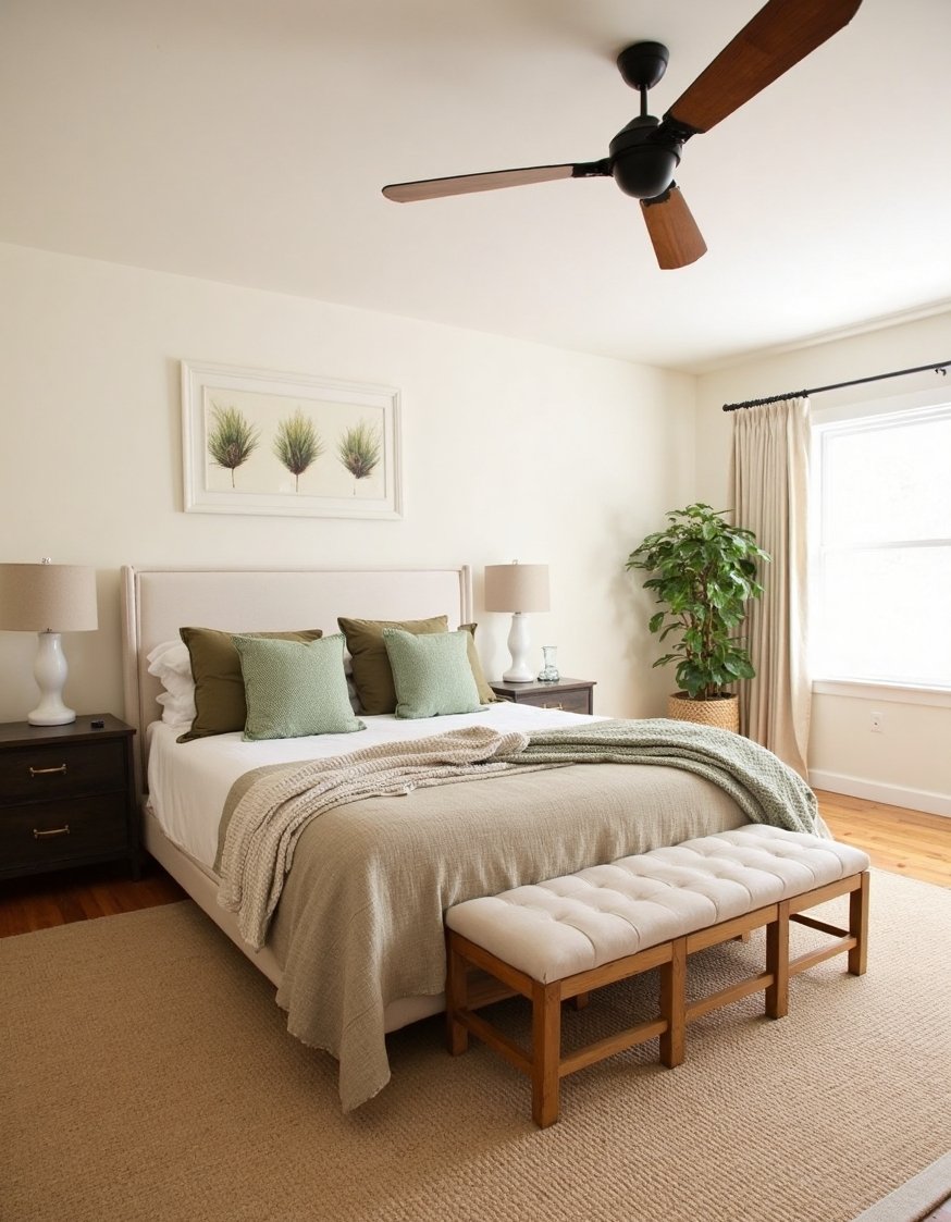warm bedroom colors ideas - Warm Off-White Modern Farmhouse Bedroom Design - Create a warm and inviting bedroom with a...