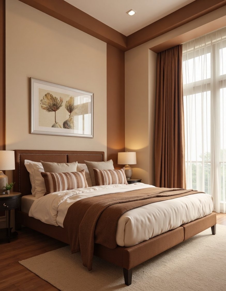 warm bedroom colors ideas - Warm Bedroom: Monochromatic Browns & Creams - Create a calming and sophisticated bedroom with warm...