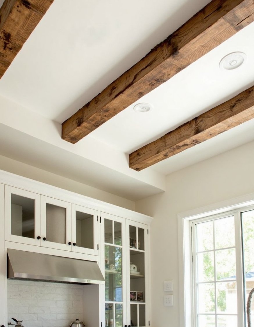 Innovative contemporary ceiling design - Reclaimed Wood Beam & White Ceiling Design - Rustic whitewashed wood beam ceiling: Reclaimed wood beams,...